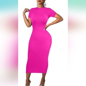 Sumche Long Bodycon Dress Hot Pink Size XL (New)
